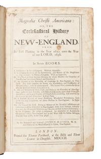 Mather, Cotton (1663-1728). Magnalia Christi Americana; or, The Ecclesiastical History of New-England, From its First Planting in the Year 1620, Unto the Year of Our Lord, 1698 . London: Thomas Parkhurst, 1702.