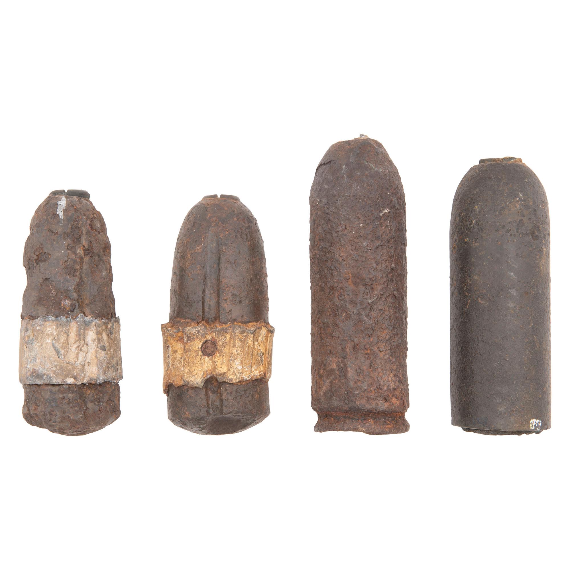 Four Excavated Civil War Era Sectioned Half Artillery Shells, including Hotckiss and Parrott