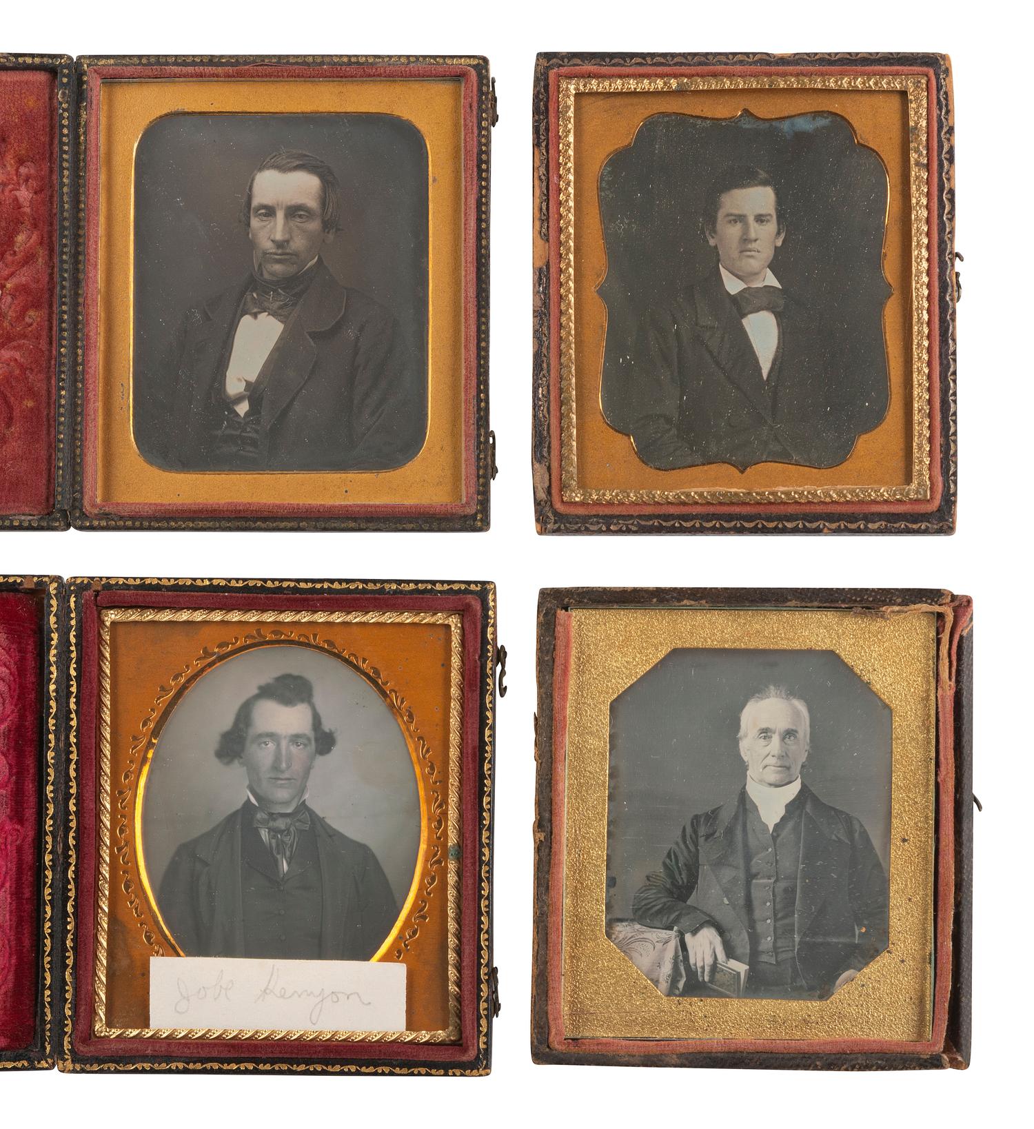[EARLY PHOTOGRAPHY]. 11 daguerreotypes of men, some with objects, incl. example by MEADE BROS., NY.