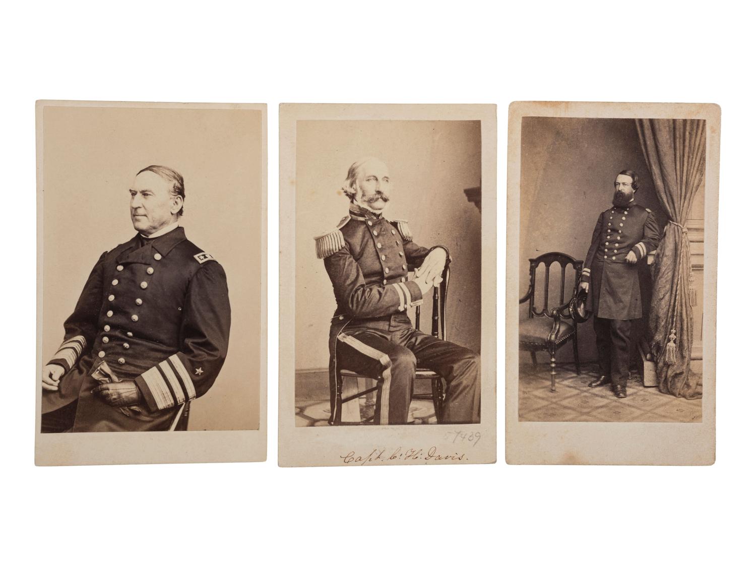 [CIVIL WAR - UNION NAVY]. A group of 3 CDVs of David G. Farragut, David Dixon Porter, and Charles H. Davis.