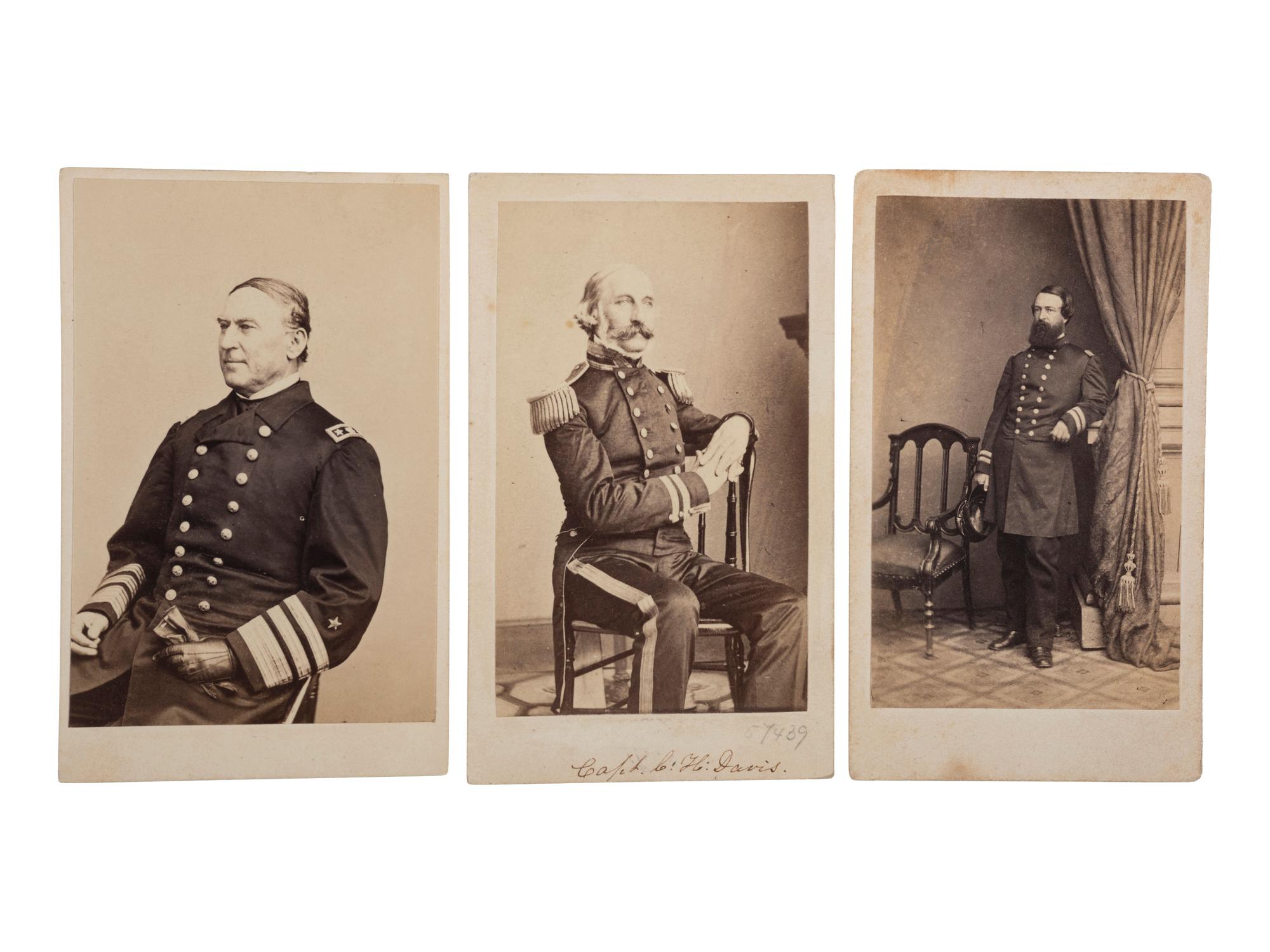 [CIVIL WAR - UNION NAVY]. A group of 3 CDVs of David G. Farragut, David Dixon Porter, and Charles H. Davis.