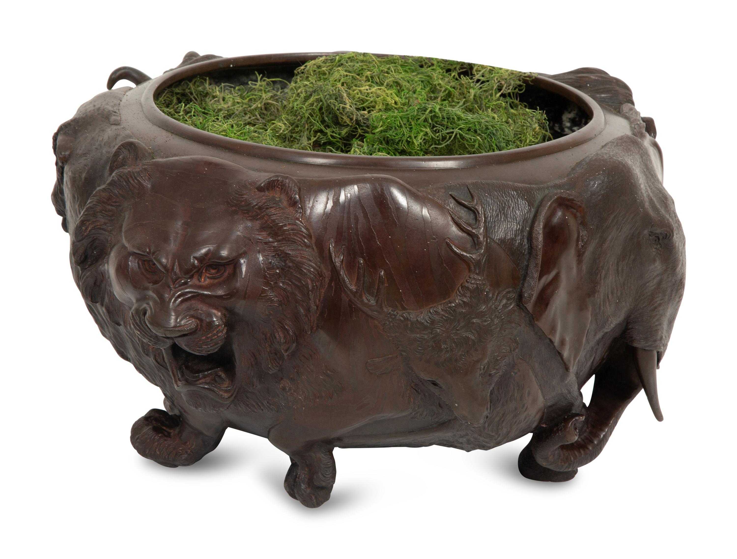 A Japanese Bronze Figural Jardinière
