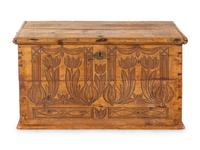 A Carved Pine Blanket Chest