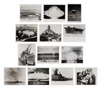 [OPERATION GREENHOUSE - DOG TEST]. Photograph of VIP observers lit up by the light of an atomic bomb on Enewetak Atoll 1951 (but printed 2009).