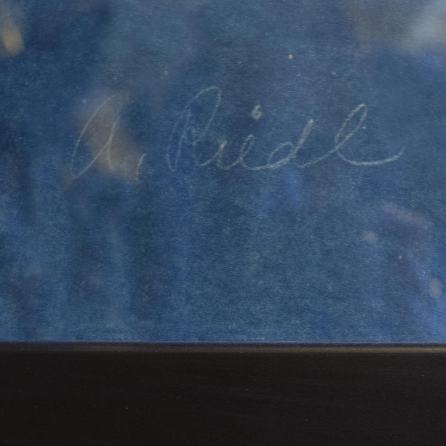 A Framed Blue Print Signed A. Riedl 43" W x .5" D x 15" H — United States, 20th Century