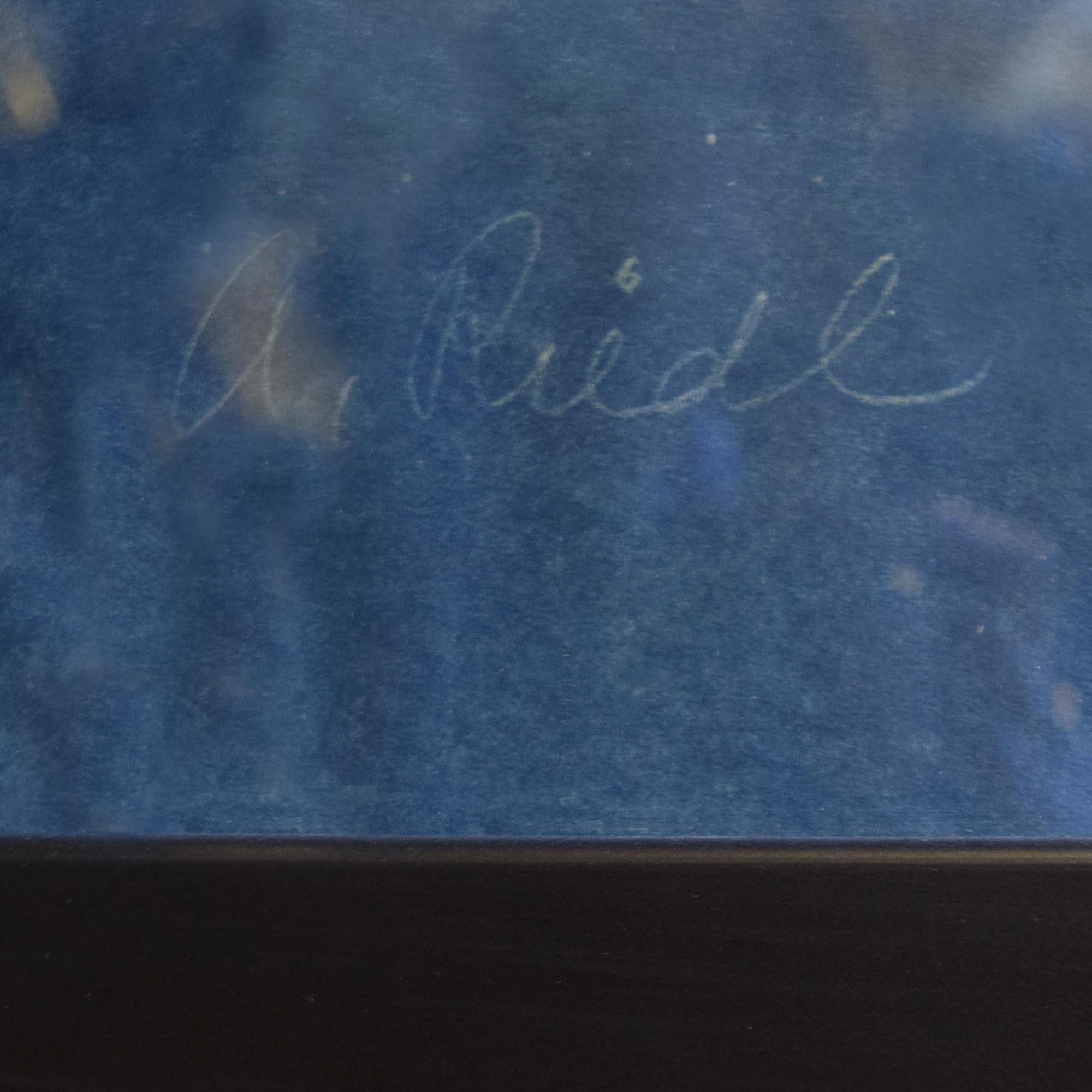 A Framed Blue Print Signed A. Riedl 43" W x .5" D x 15" H — United States, 20th Century