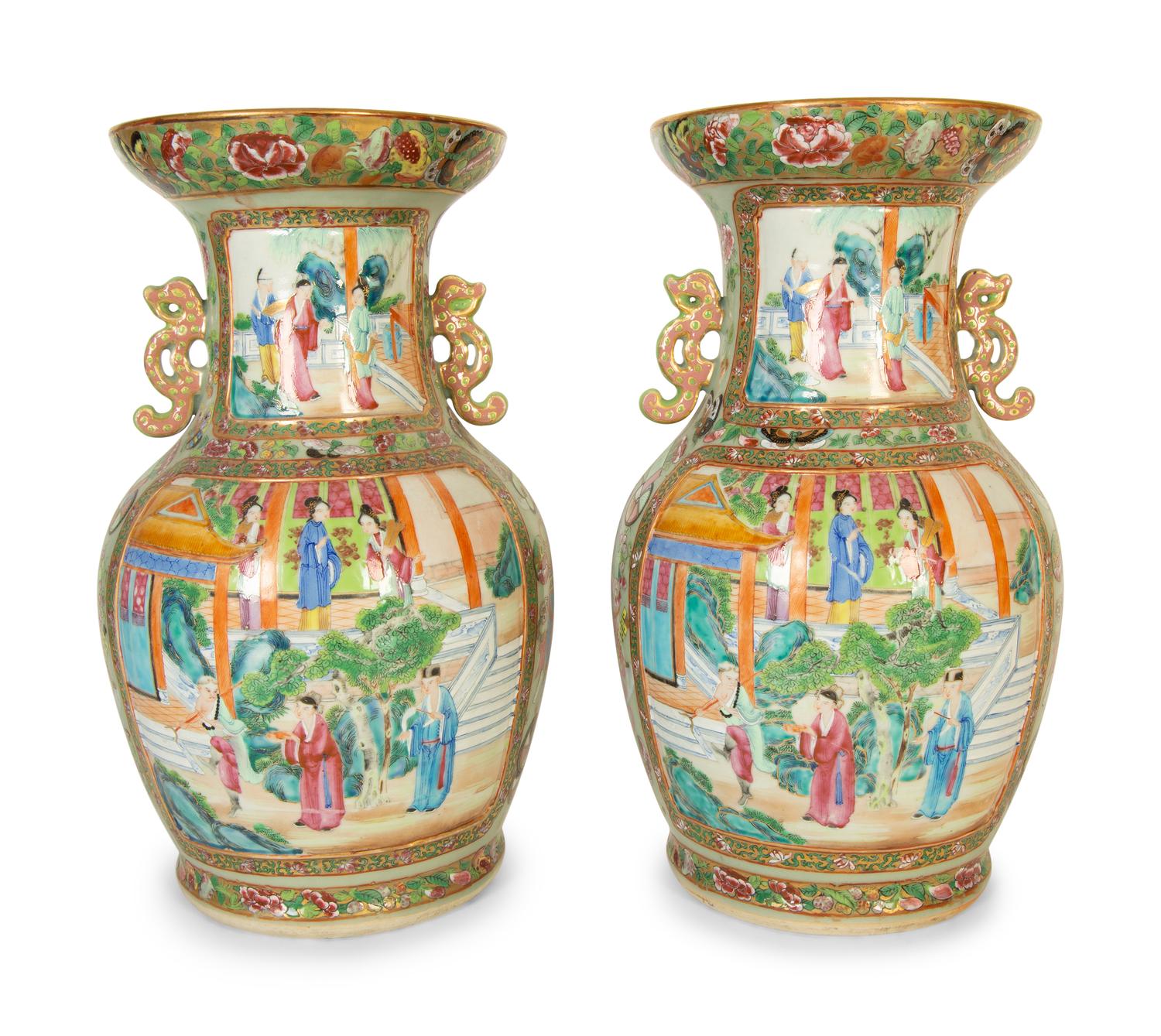 A Pair of Chinese Export Famille Rose Porcelain Vases — 19th/20th Century