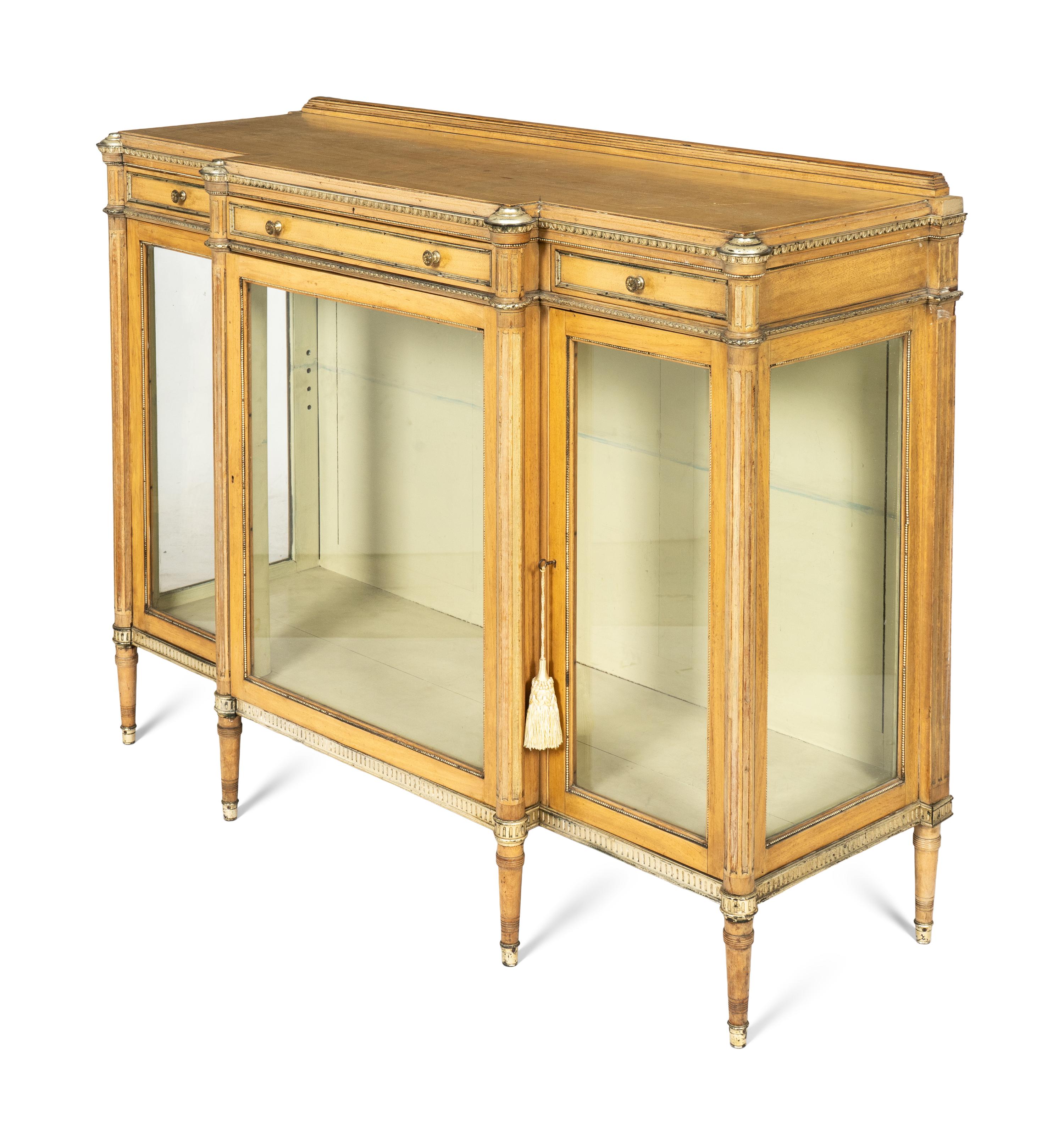 A Louis XVI Style Silvered-Metal-Mounted Vitrine Cabinet