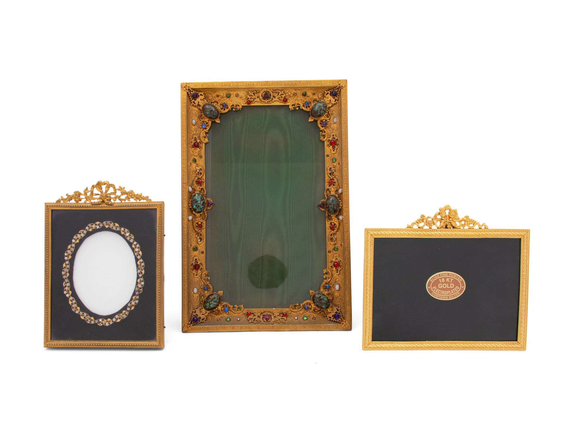 Three Gilt Metal Easel Back Picture Frames — 20TH CENTURY