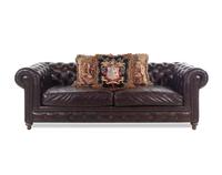 A Contemporary Tufted-Leather Upholstered Chesterfield Sofa