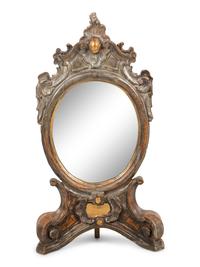 An Italian Silvered and Giltwood Dressing Mirror