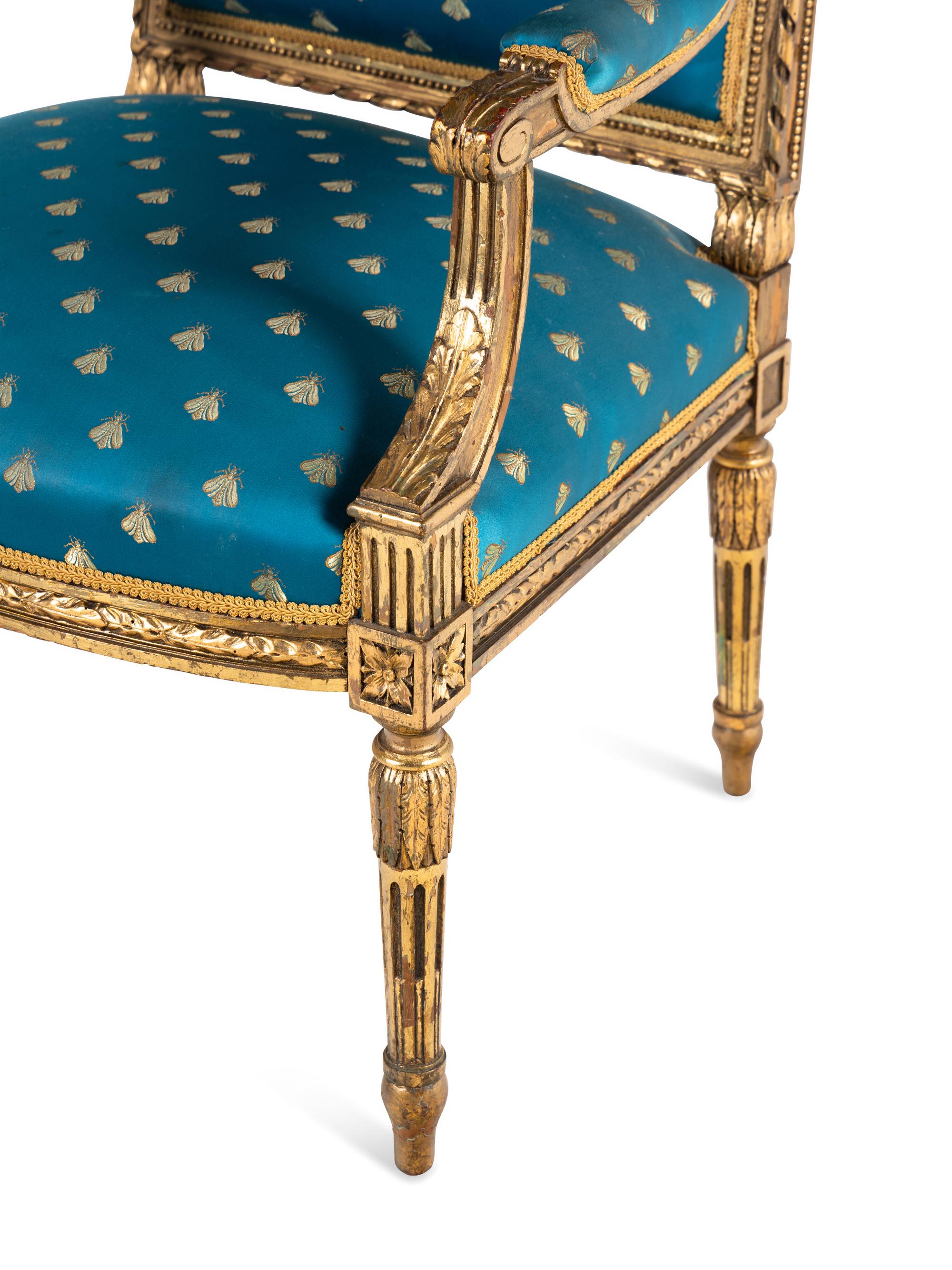 Two Napoleon III Giltwood Fauteuils