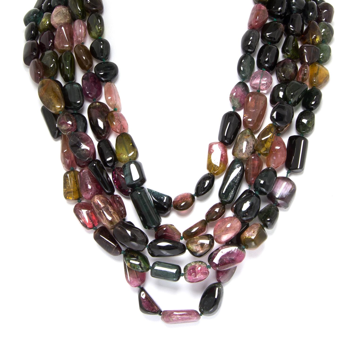 A Multistrand Tourmaline Bead Necklace, 217.40 dwts.