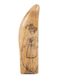 A Scrimshaw Tooth with Depiction of Female Pirate Fanny Campbell and a Patriotic Device