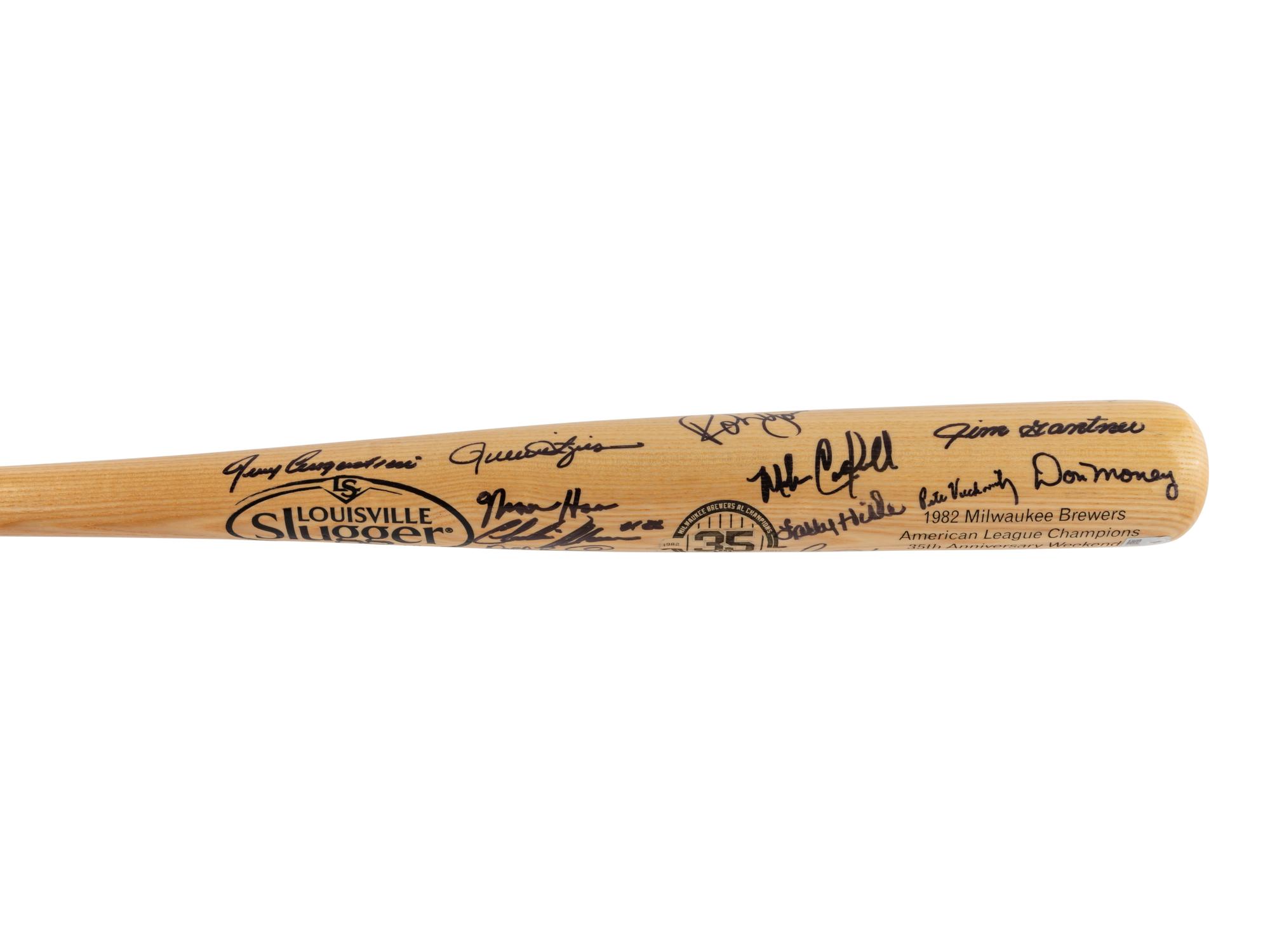 A 1982 Milwaukee Brewers American League Champions Team Signed Autograph Bat