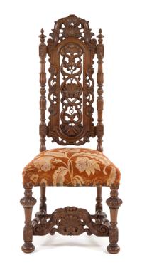 A Renaissance Revival Walnut Side Chair Height 50 3/4 inches. — EARLY 20TH CENTURY