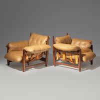 Mole armchairs, pair, and ottoman, 1957 Brazil