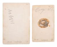 [CIVIL WAR]. 2 CDVs of Civil War artillery and camp life.