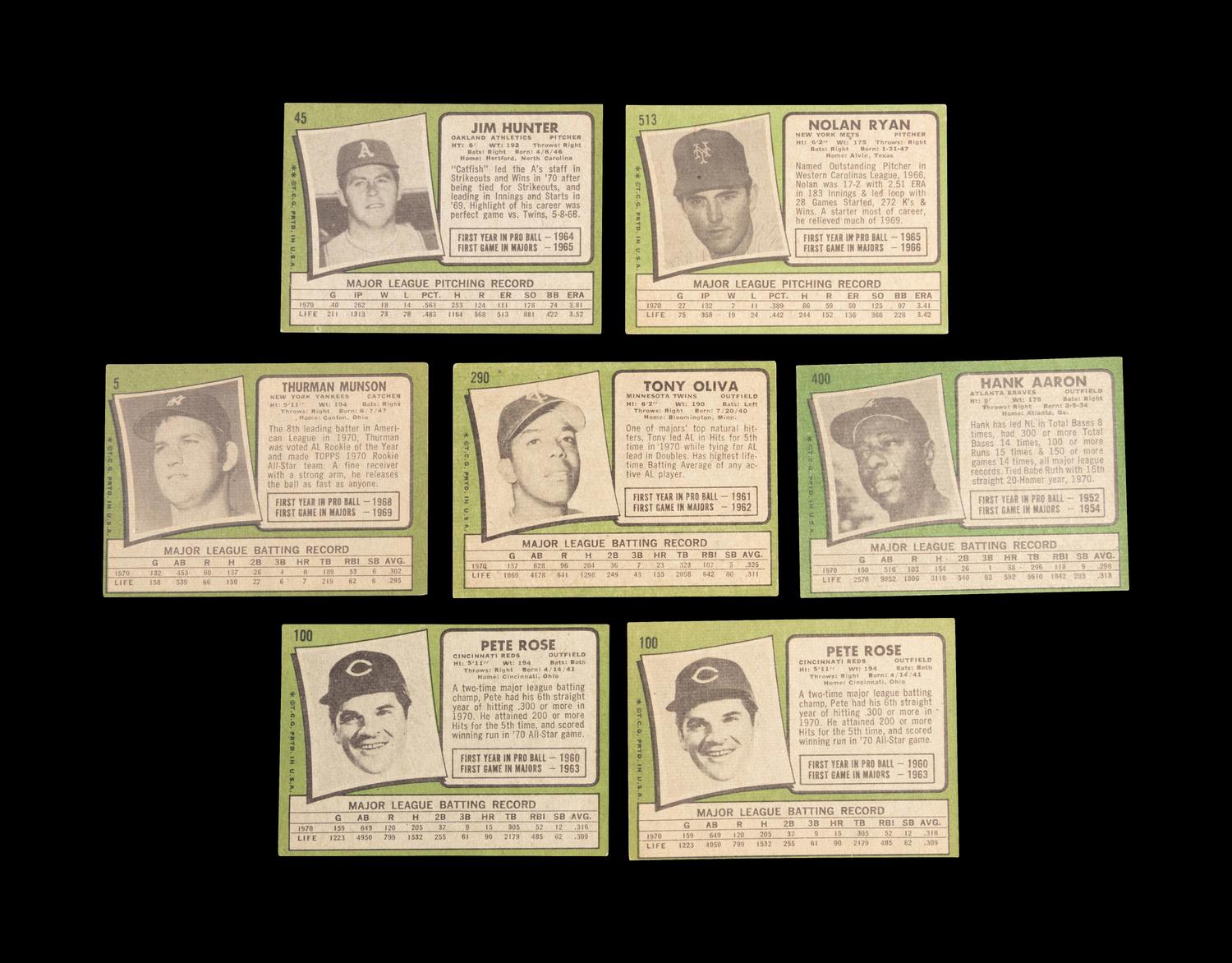 A Group of Seven 1971 Topps Baseball Cards including Hall of Famers and Stars,