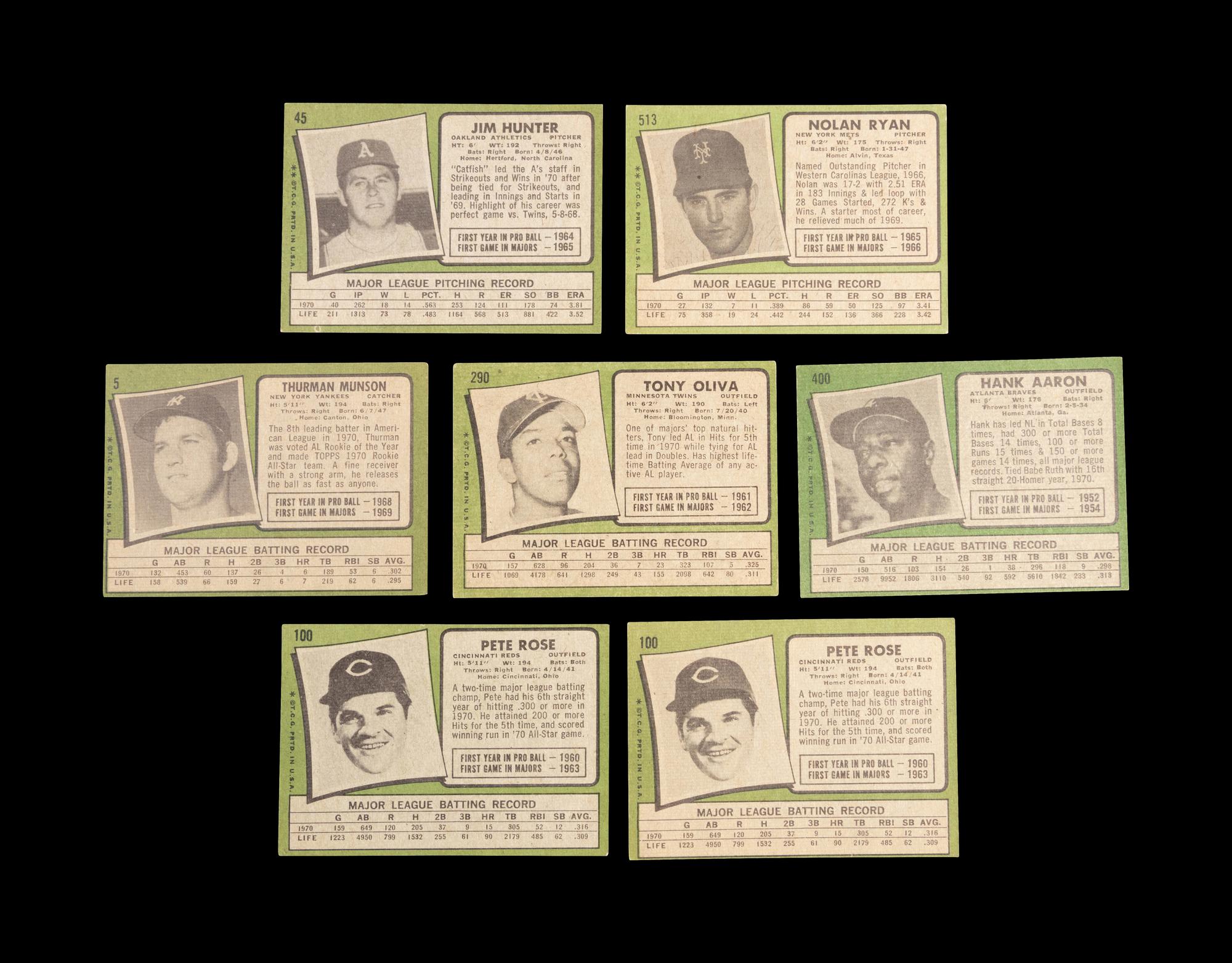 A Group of Seven 1971 Topps Baseball Cards including Hall of Famers and Stars,
