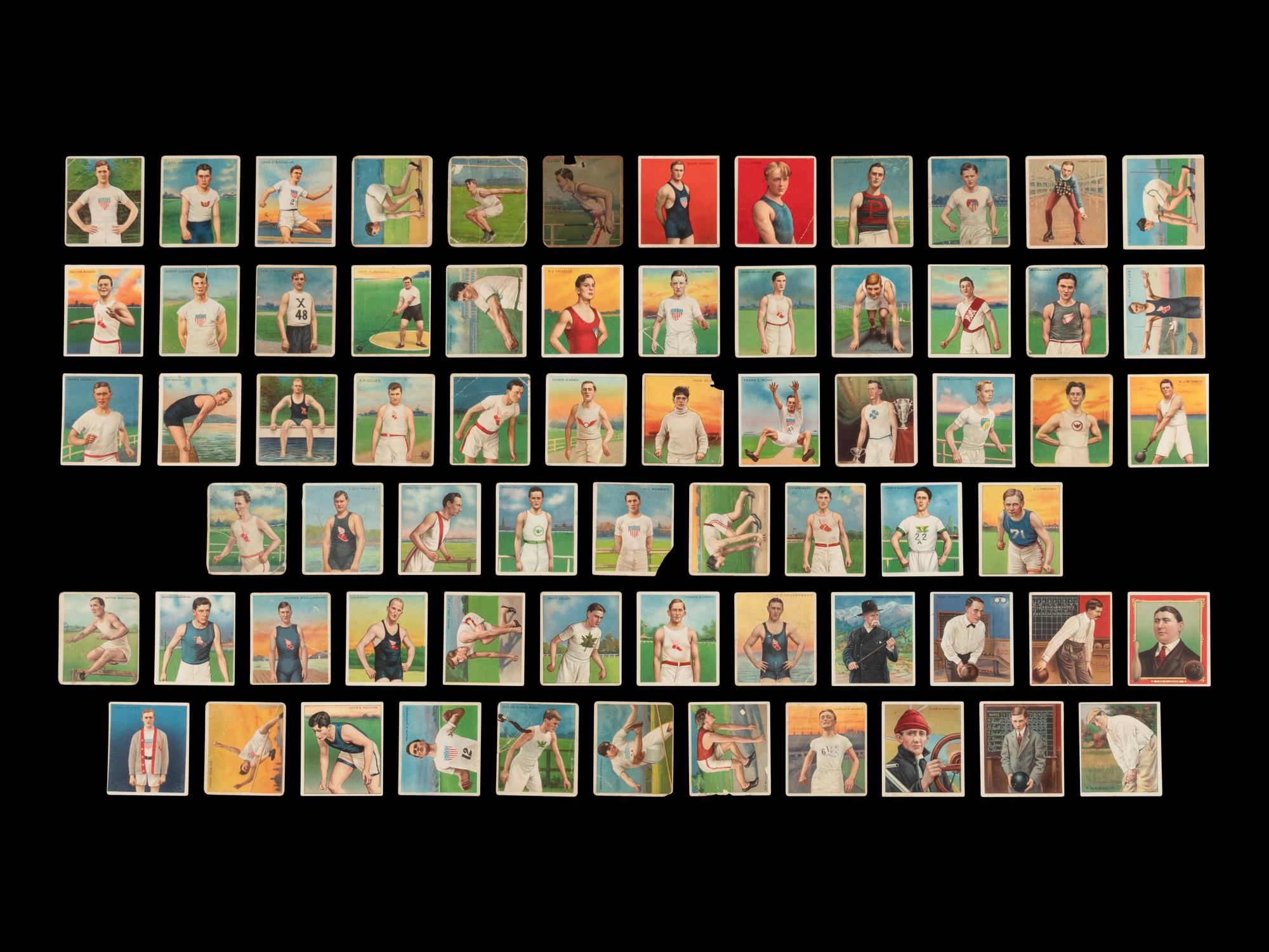 A Collection of 82 1910 Mecca/Hassan Champion Athlete Cards (T218)