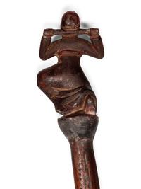 A South East Asian Carved Polychrome Figural Walking Stick
