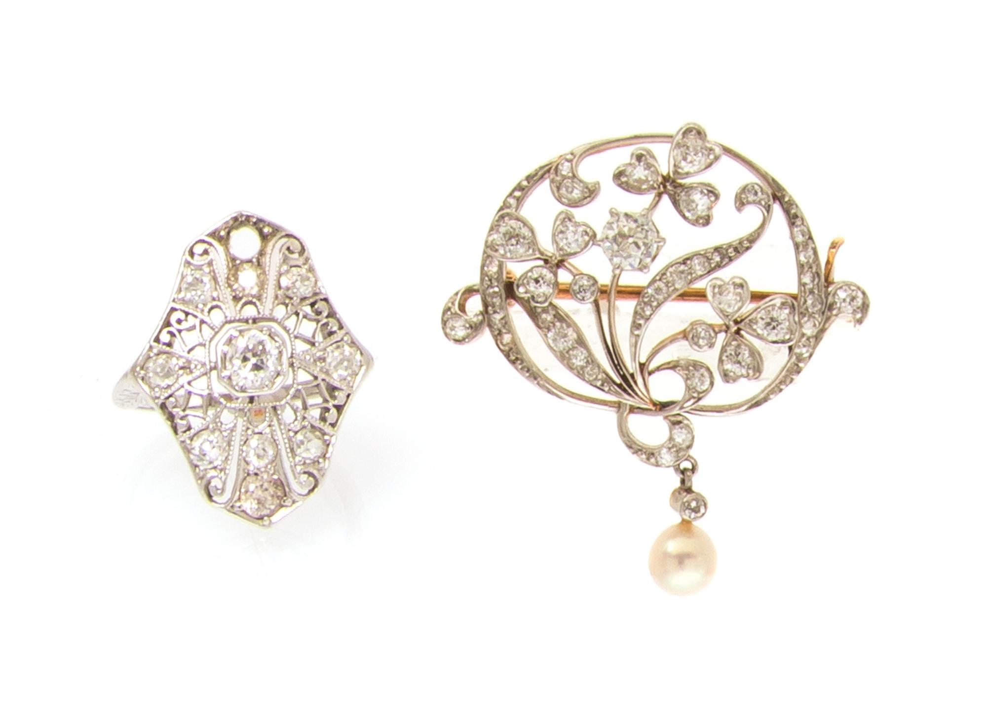 A Collection of Diamond and Cultured Pearl Jewelry, 6.00 dwts.