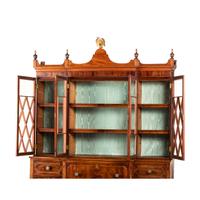 A Federal Parcel Gilt Mahogany, Holly and Ebony Breakfront Gentleman's Desk-and-Bookcase