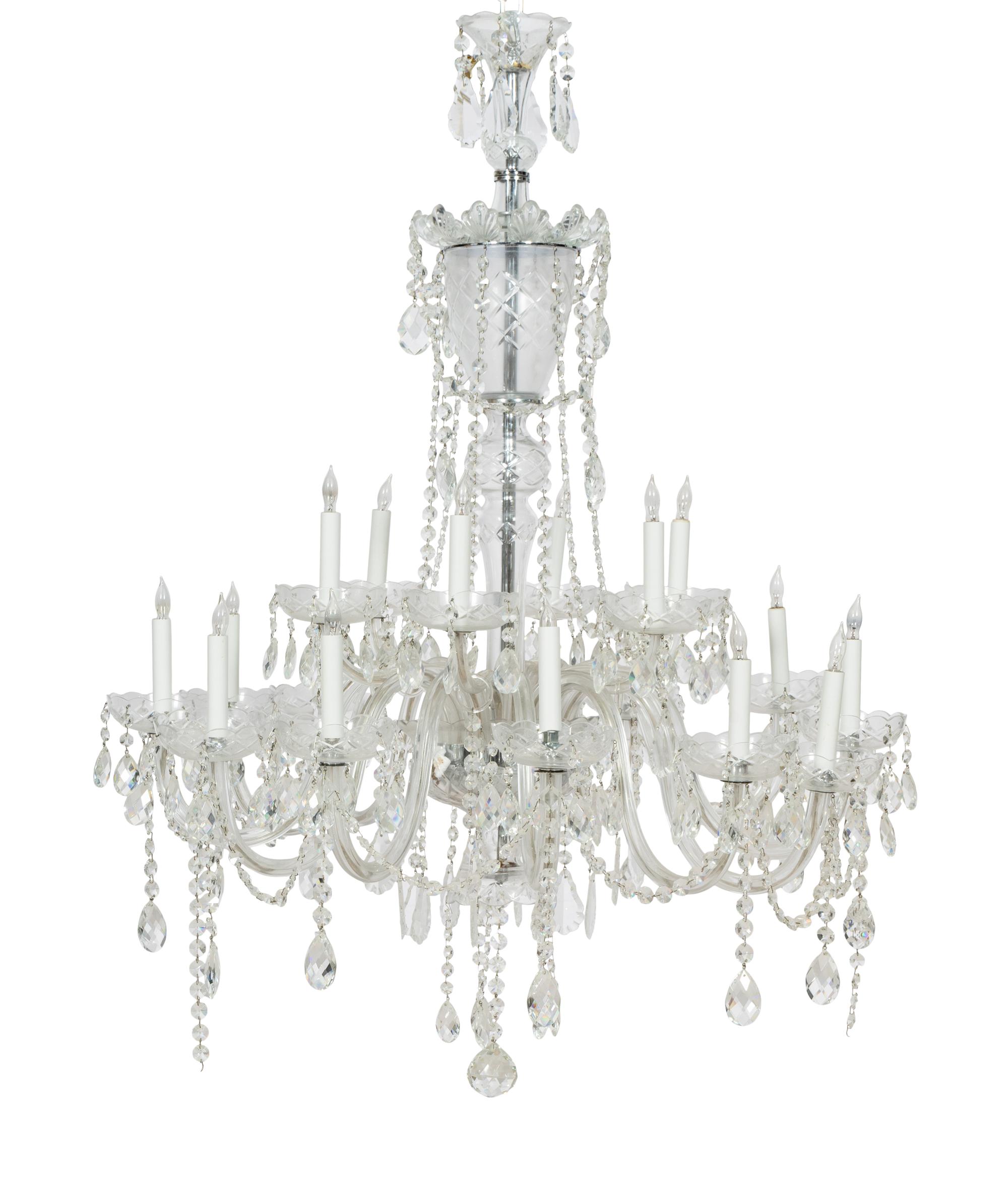 A Cut Glass Twenty-Light Chandelier
