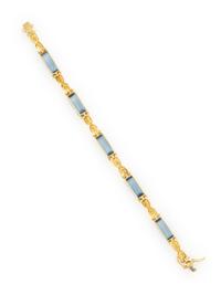 YELLOW GOLD AND SYNTHETIC BLUE SPINEL BRACELET