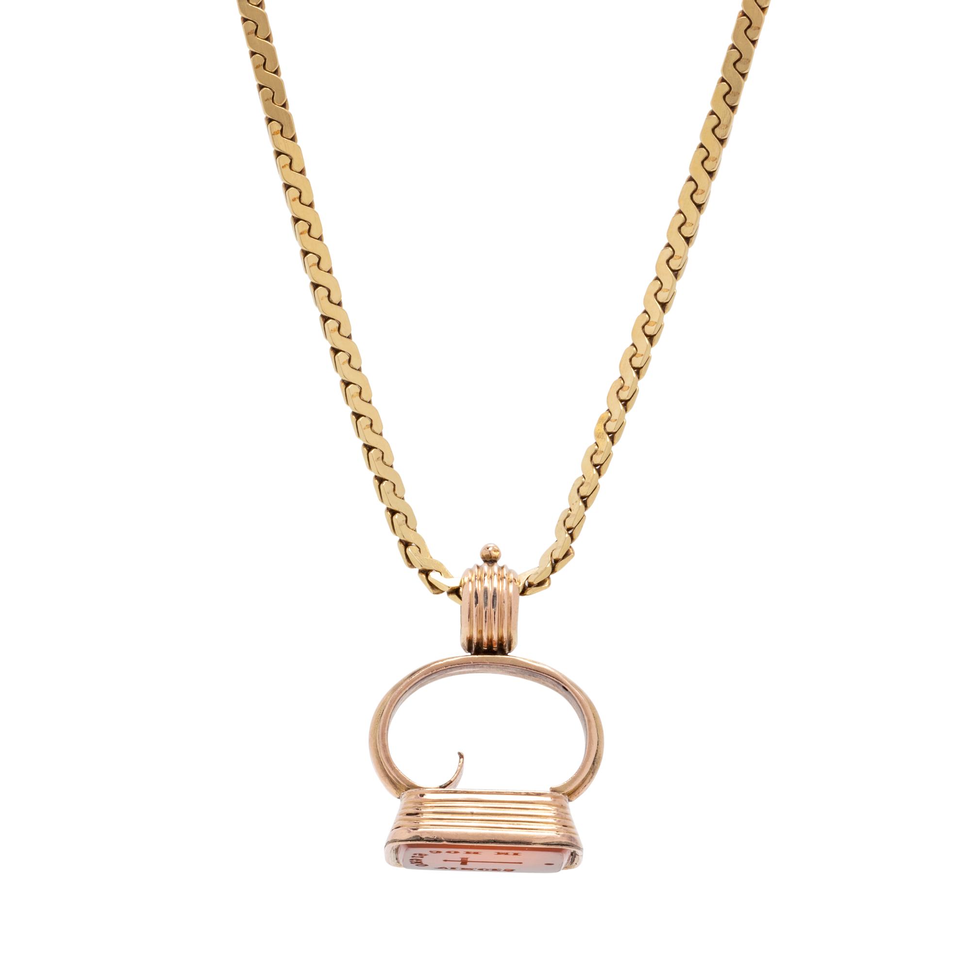 CARNELIAN INTAGLIO FOB AND CHAIN NECKLACE