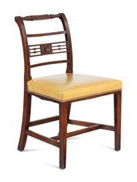 A Set of Six George III Mahogany Leather-Upholstered Dining Chairs