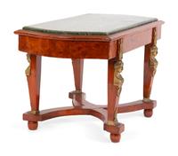 A French Empire Style Burlwood and Gilt Bronze Mounted Marble Top Low Table — LATE 19TH/EARLY 20TH CENTURY