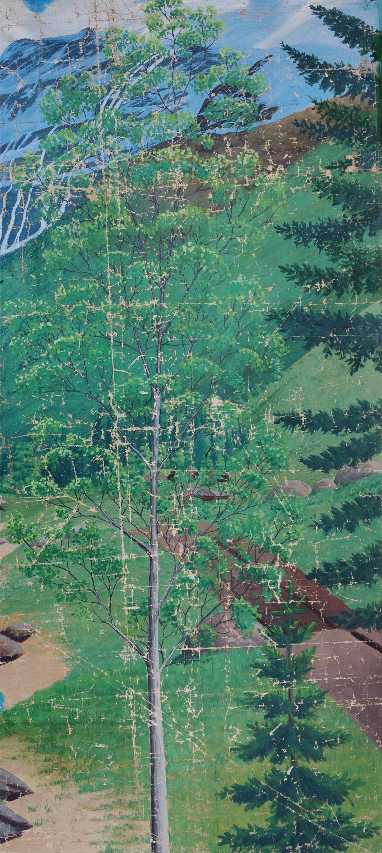 A Pair of Painted Canvas Panels Height of each 96 1/4 x width 43 inches. — LATE 19TH/EARLY 20TH CENTURY