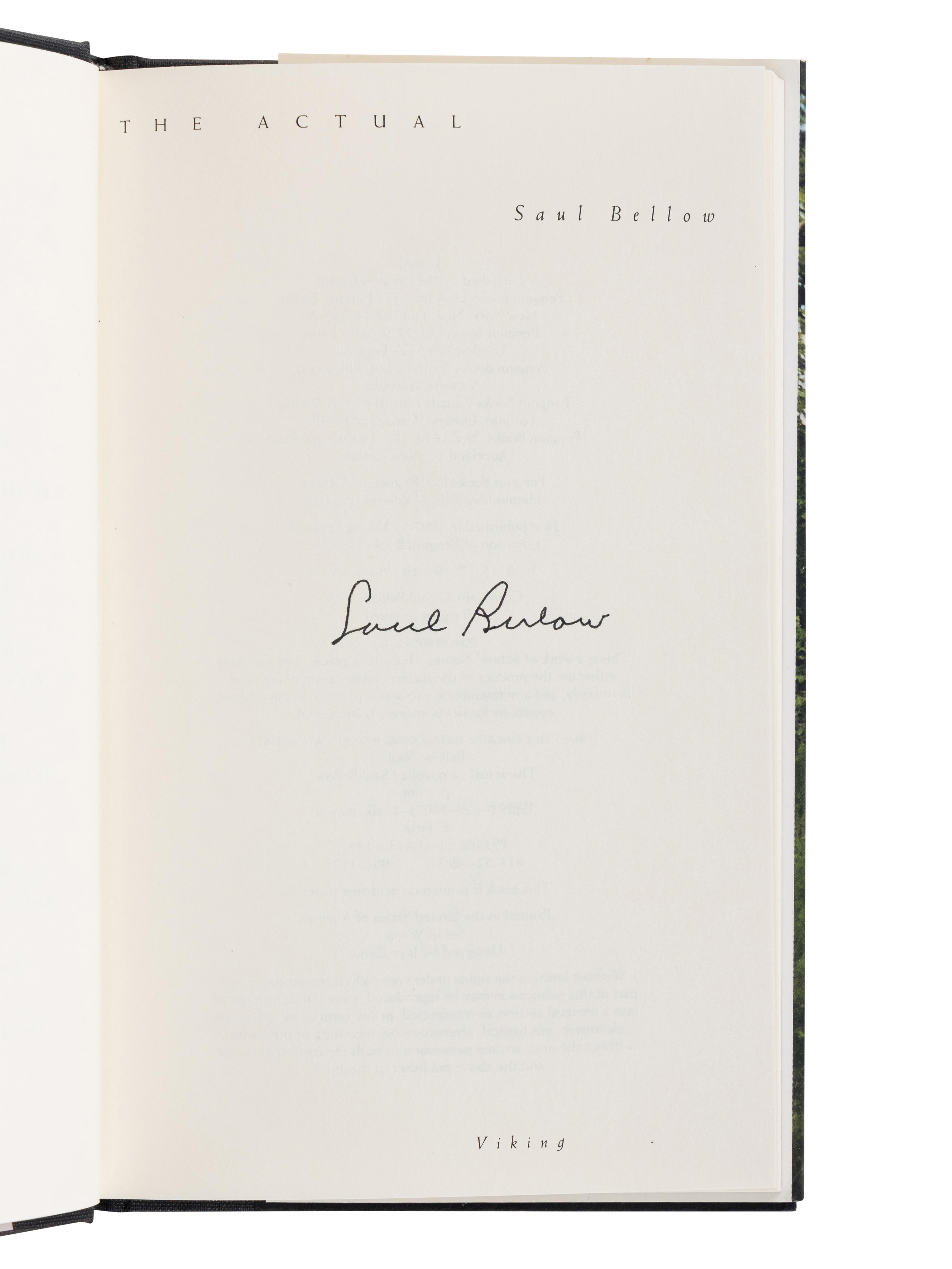 BELLOW, Saul (1915-2005). A group of 8 works by Bellow, MANY FIRST EDITIONS, MANY SIGNED, comprising: