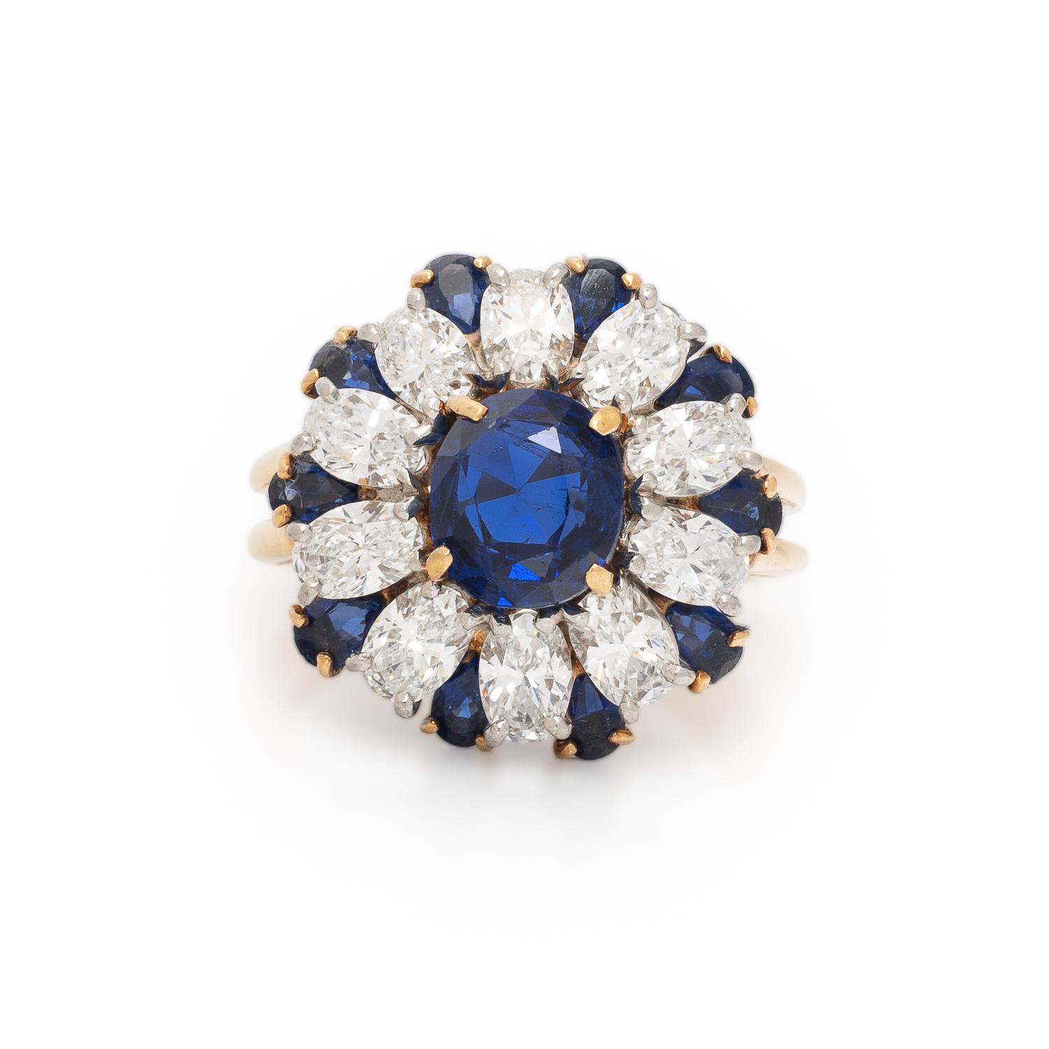 Oscar Heyman, Sapphire, Diamond and Yellow Gold Ring