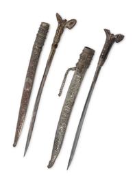 Two Turkish Silver Swords with Sheaths