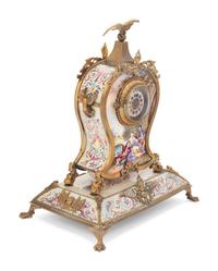 A Continental Gilt Metal and Enamel Table Clock