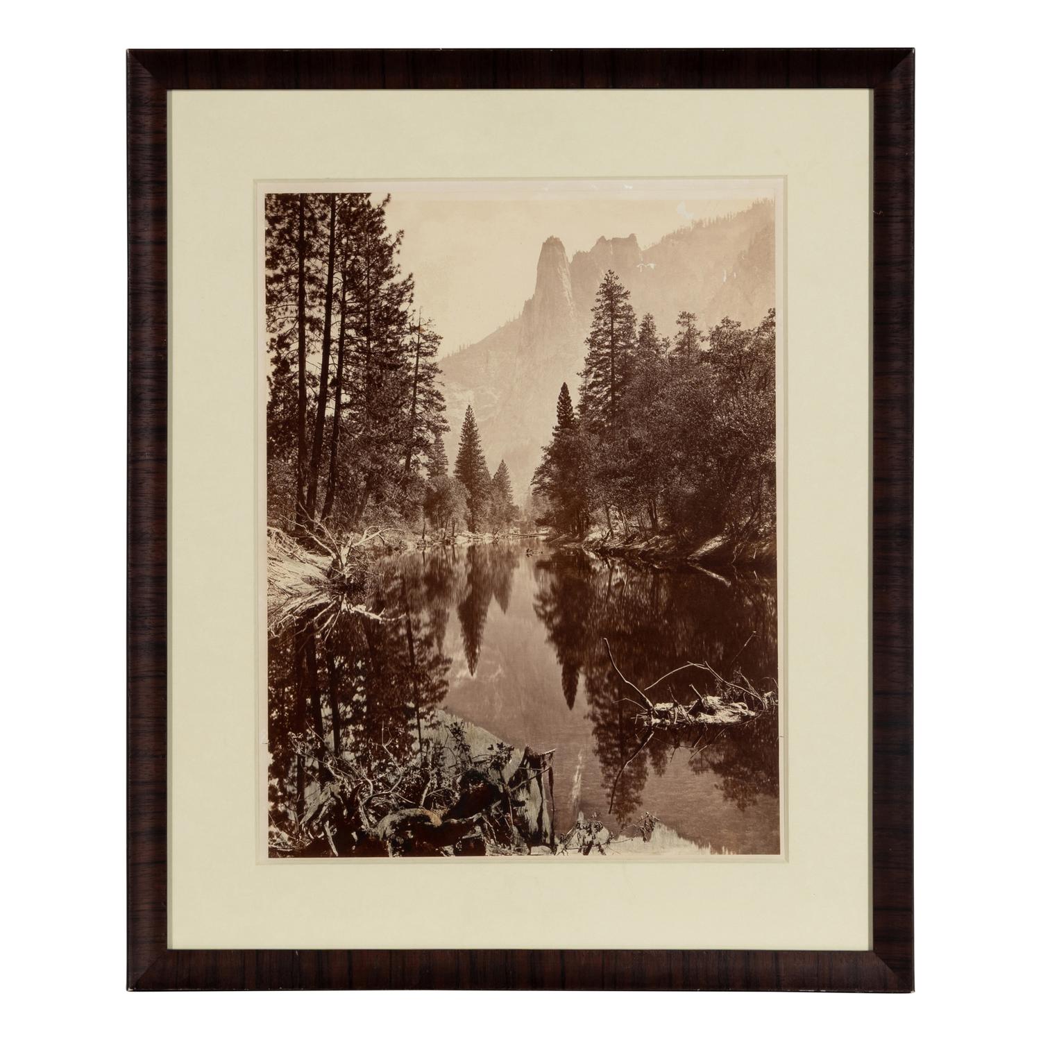 [Attributed to] Watkins, Carleton E. (1829-1916). Mirror View of Sentinel Rock . Ca 1872.