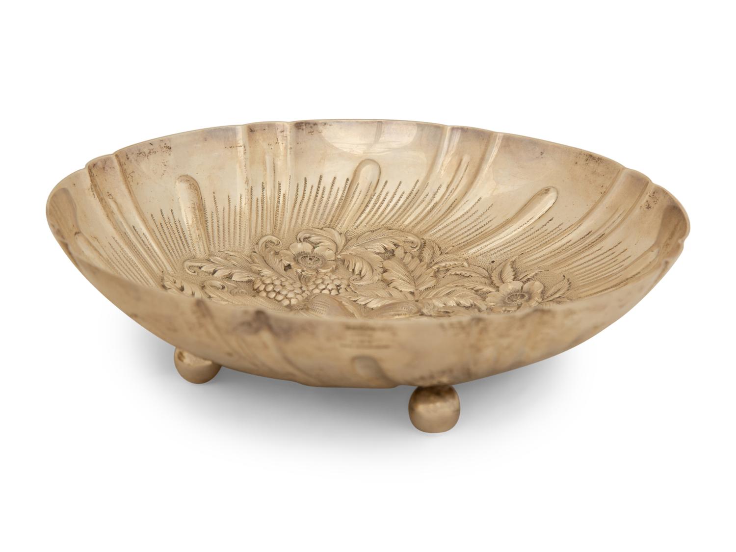 An American Silver-Gilt Entrée Dish and Cover and a Repoussé Bowl