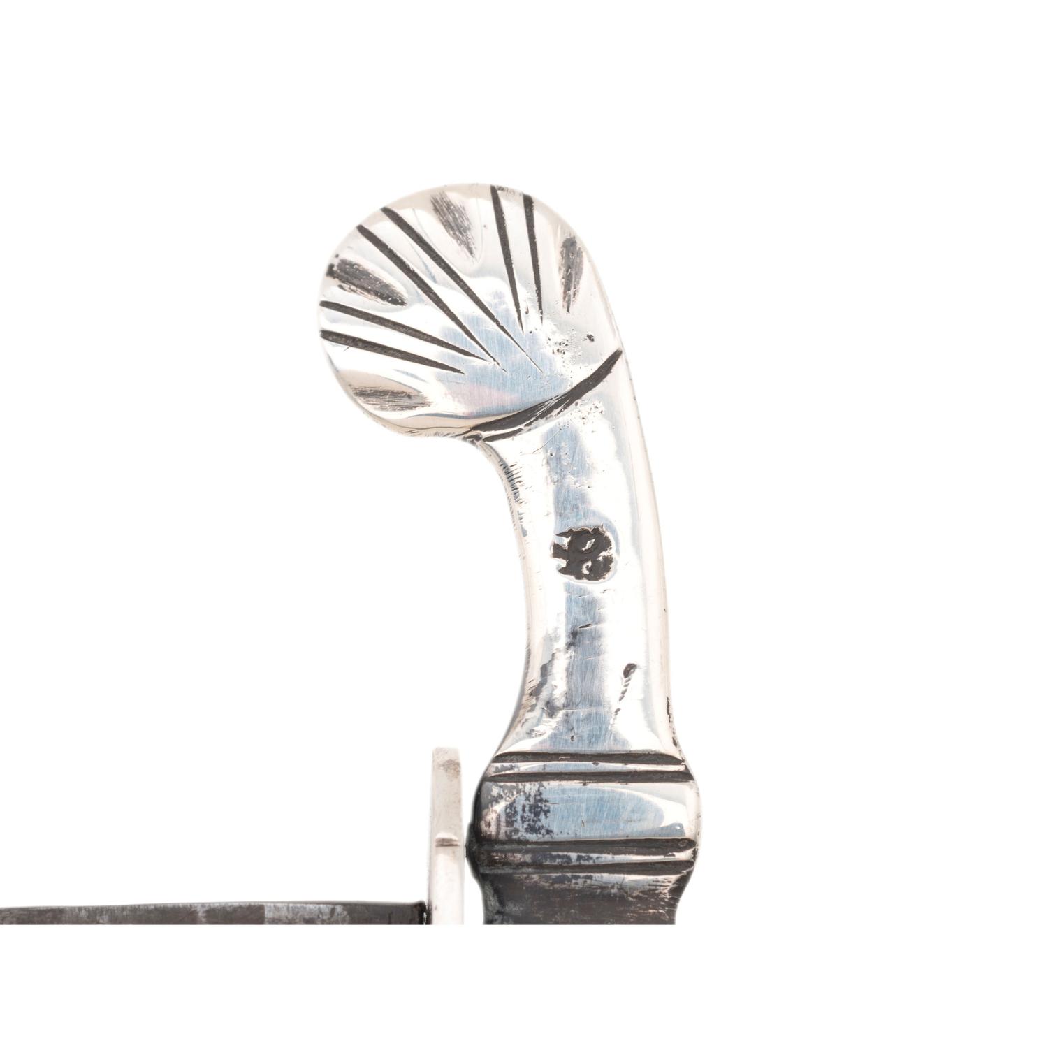 18th Century Silver Mounted Cuttoe with Green Dyed Spiral Grip