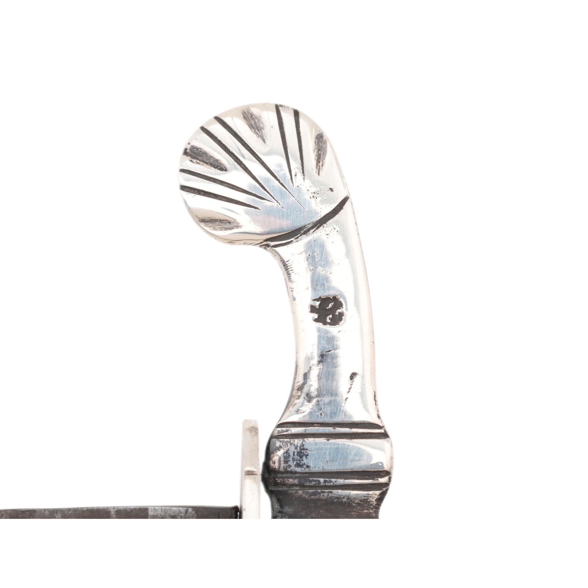 18th Century Silver Mounted Cuttoe with Green Dyed Spiral Grip
