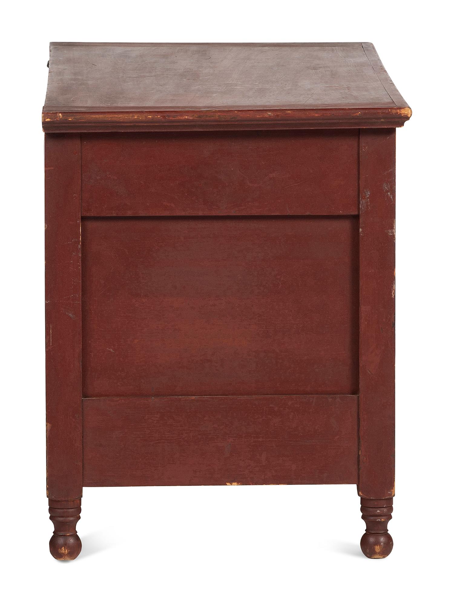 A Late Federal Red Painted Poplar Blanket Box