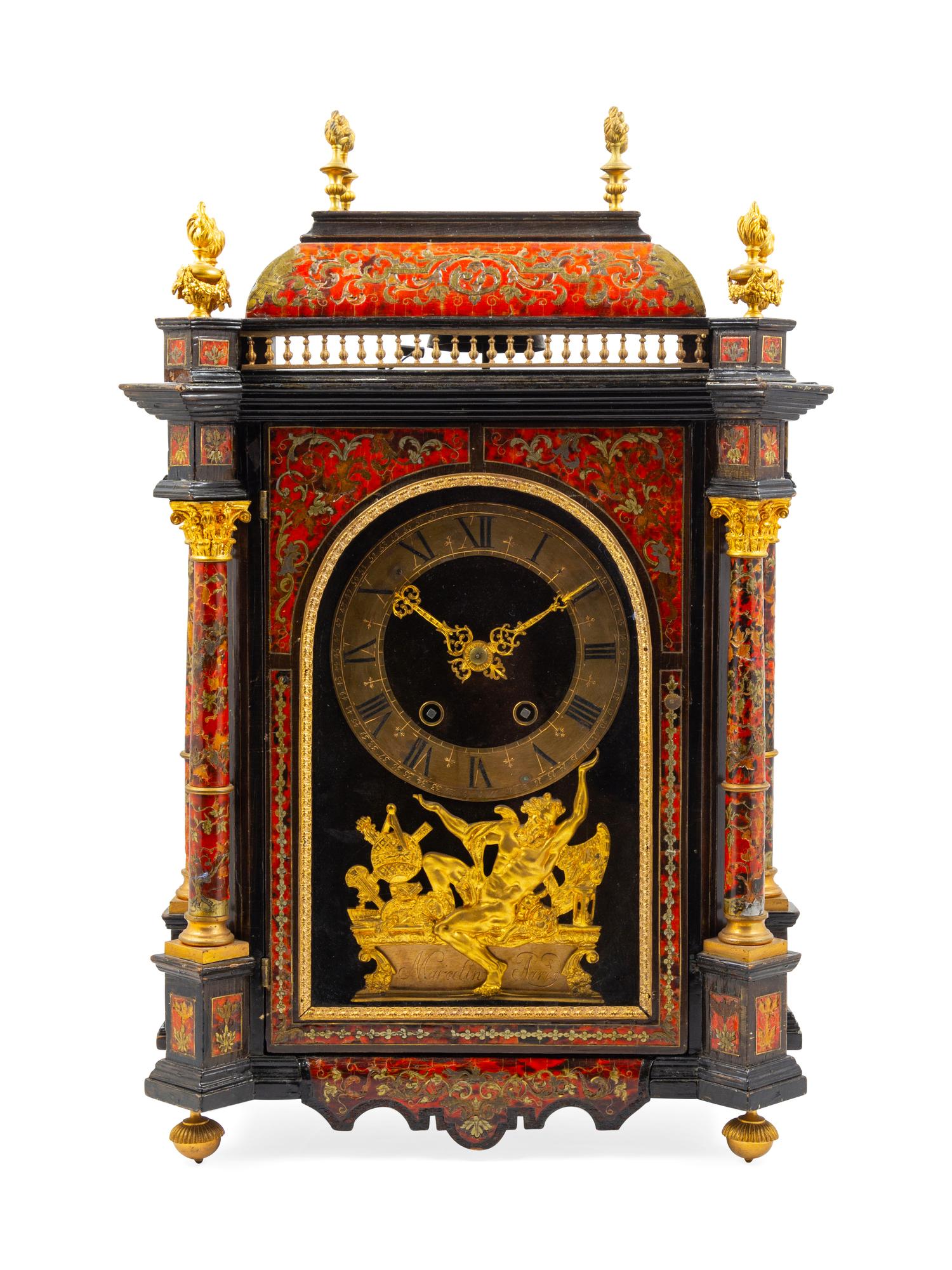 A Boulle Marquetry Mantel Clock