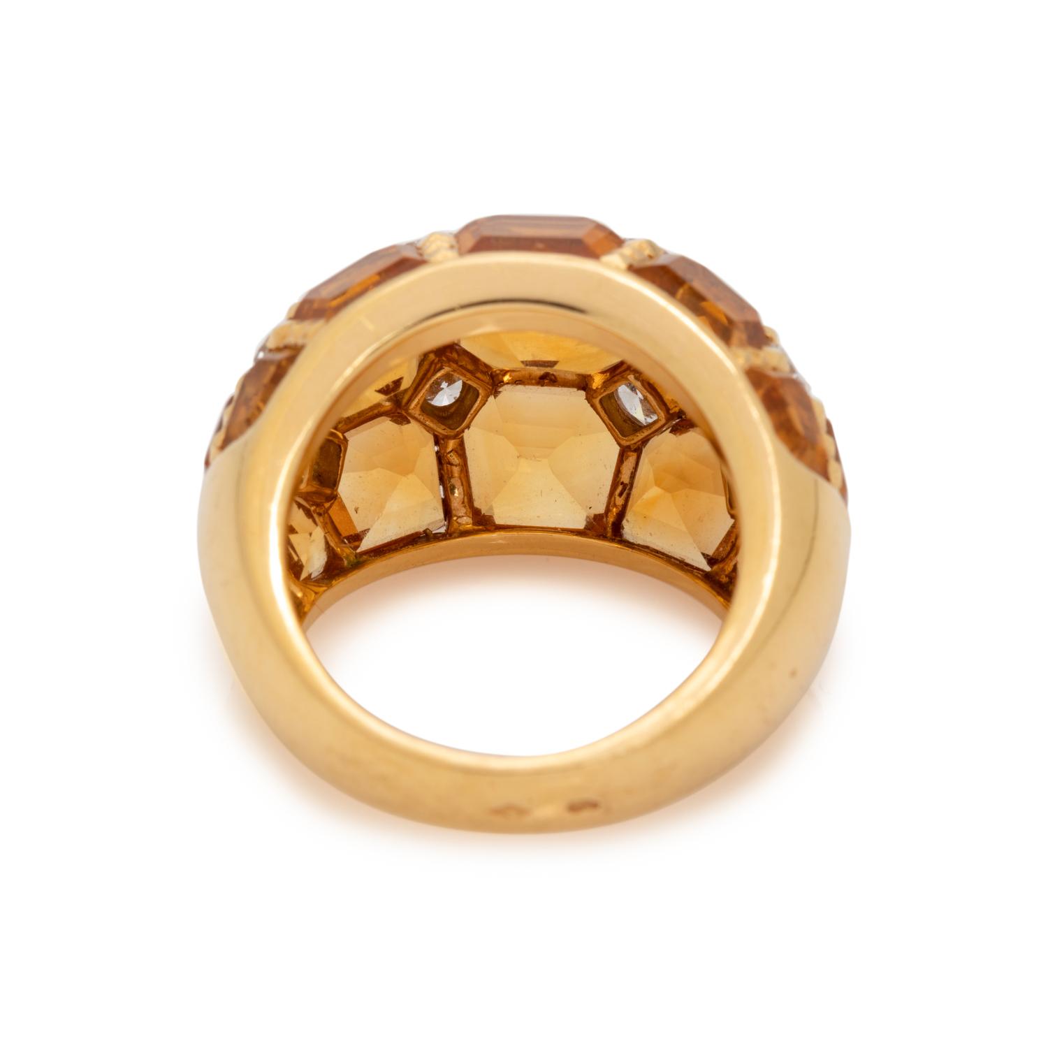 FRENCH, CITRINE AND DIAMOND RING