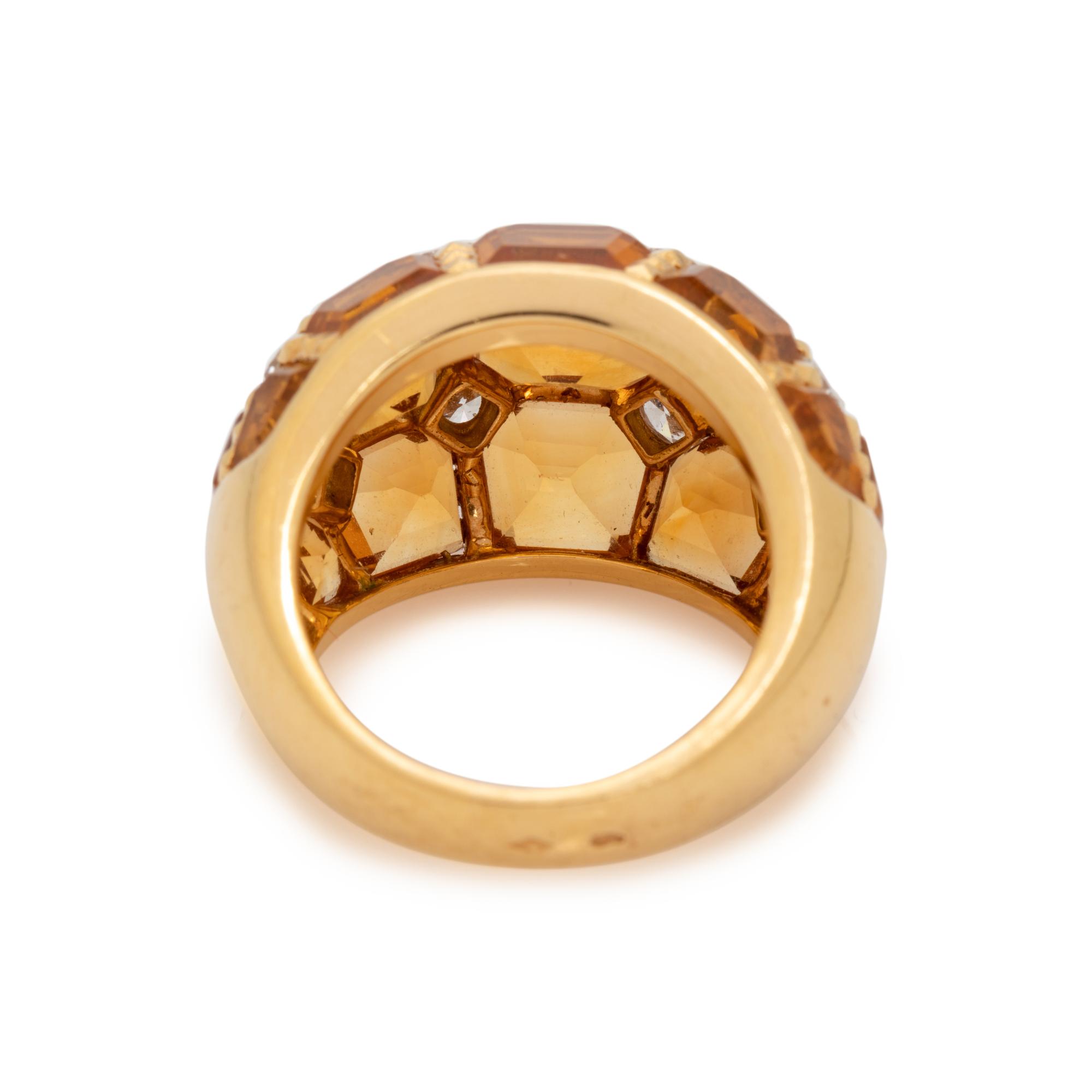 FRENCH, CITRINE AND DIAMOND RING