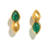EMMANUEL TARPIN, YELLOW GOLD AND EMERALD CLIP EARRINGS