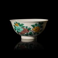 A Chinese Famille Verte Decorated Incised Porcelain "Dragon" Bowl, Kangxi Six-Character Mark 康熙款 素三彩暗刻龍紋花蝶圖盌