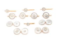 MOTHER-OF-PEARL DRESS SET AND PAIR OF CUFFLINKS WITH ONE STUD