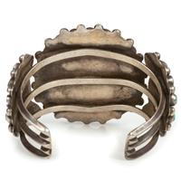 Navajo or Zuni Silver and Turquoise Cluster Cuff Bracelet